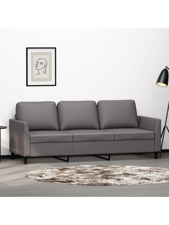 Trivietė sofa, pilkos spalvos, 180cm, dirbtinė oda