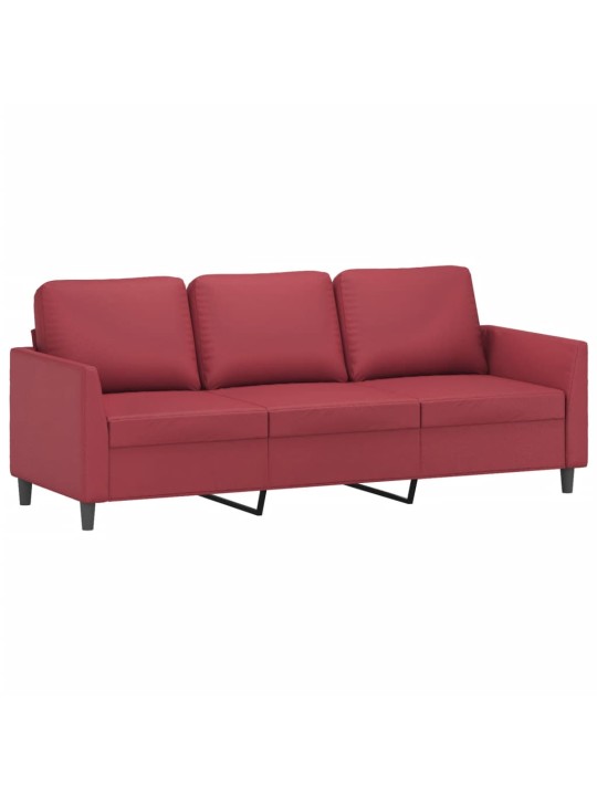 Trivietė sofa, raudonojo vyno spalvos, 180cm, dirbtinė oda