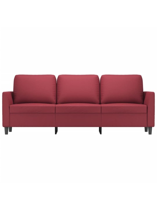 Trivietė sofa, raudonojo vyno spalvos, 180cm, dirbtinė oda