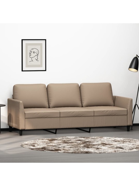 Trivietė sofa, kapučino spalvos, 180cm, dirbtinė oda