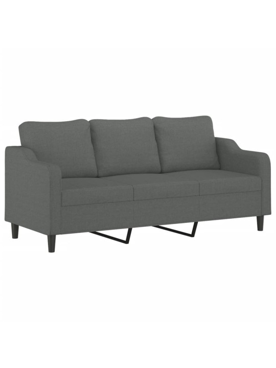Trivietė sofa, tamsiai pilkos spalvos, 180cm, audinys