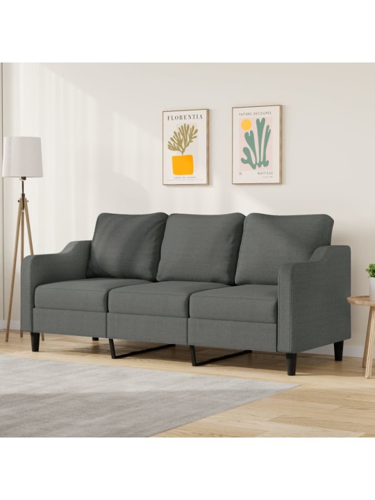 Trivietė sofa, tamsiai pilkos spalvos, 180cm, audinys