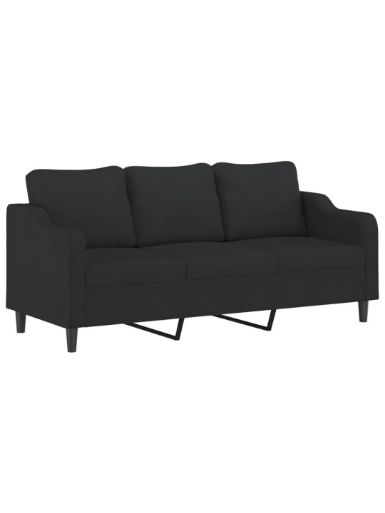 Trivietė sofa, juodos spalvos, 180cm, audinys