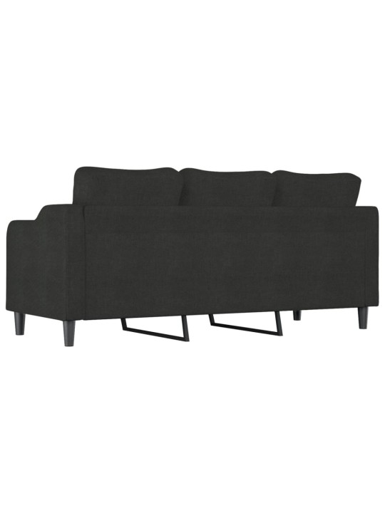 Trivietė sofa, juodos spalvos, 180cm, audinys