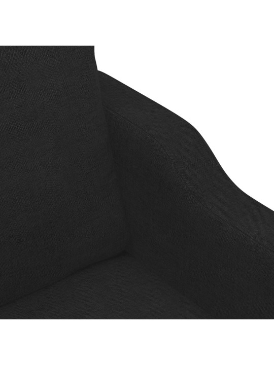 Trivietė sofa, juodos spalvos, 180cm, audinys