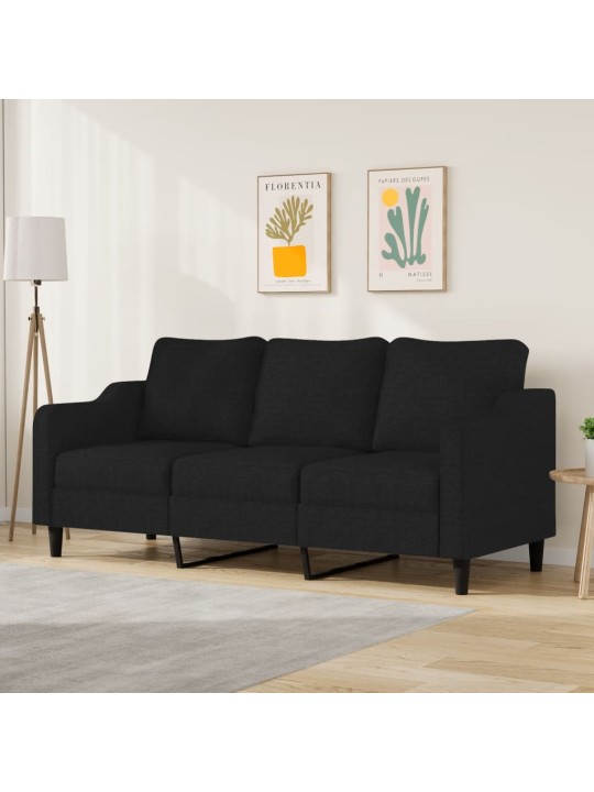 Trivietė sofa, juodos spalvos, 180cm, audinys