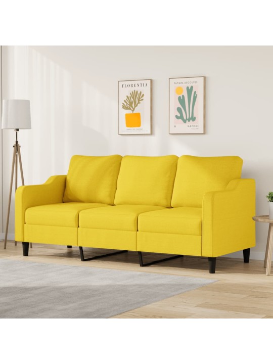 Trivietė sofa, šviesiai geltonos spalvos, 180cm, audinys