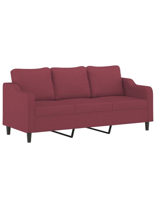 Trivietė sofa, raudonojo vyno spalvos, 180cm, audinys