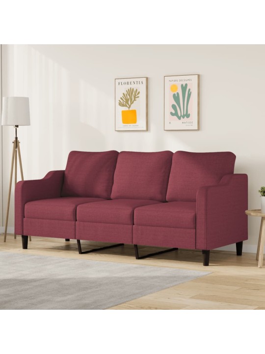 Trivietė sofa, raudonojo vyno spalvos, 180cm, audinys
