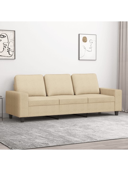 Trivietė sofa, kreminės spalvos, 180cm, audinys