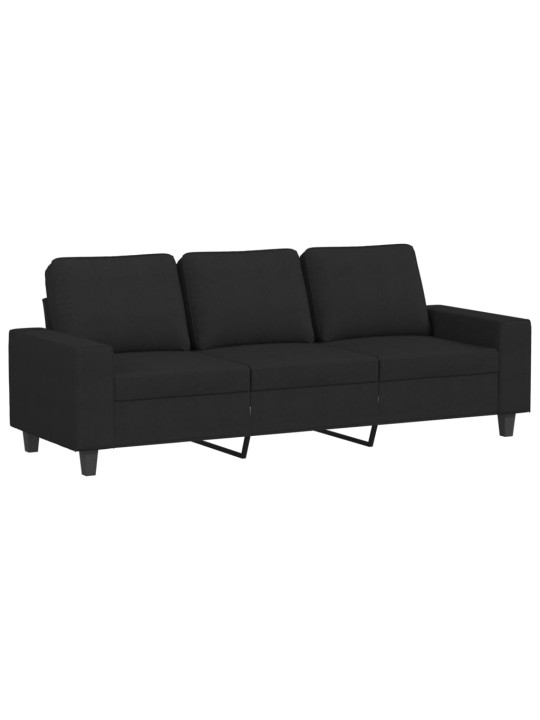 Trivietė sofa, juodos spalvos, 180cm, audinys