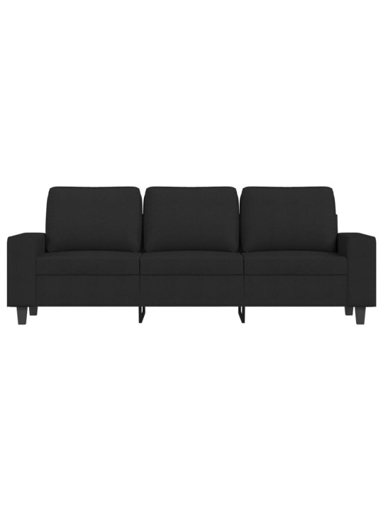 Trivietė sofa, juodos spalvos, 180cm, audinys
