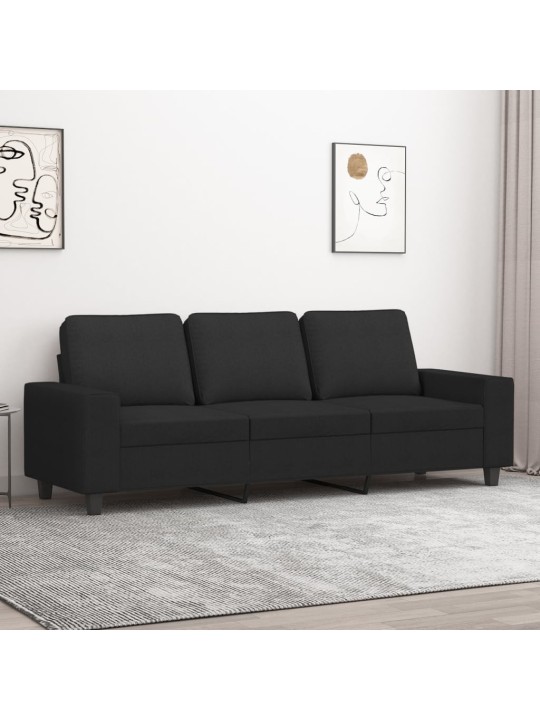 Trivietė sofa, juodos spalvos, 180cm, audinys