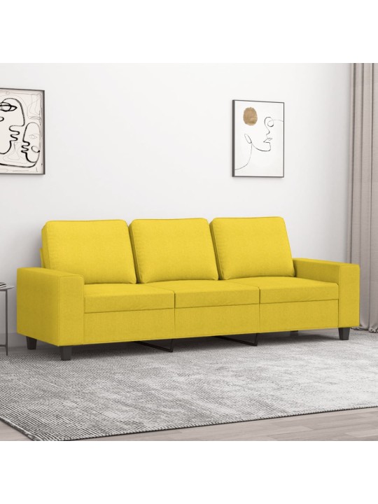 Trivietė sofa, šviesiai geltonos spalvos, 180cm, audinys