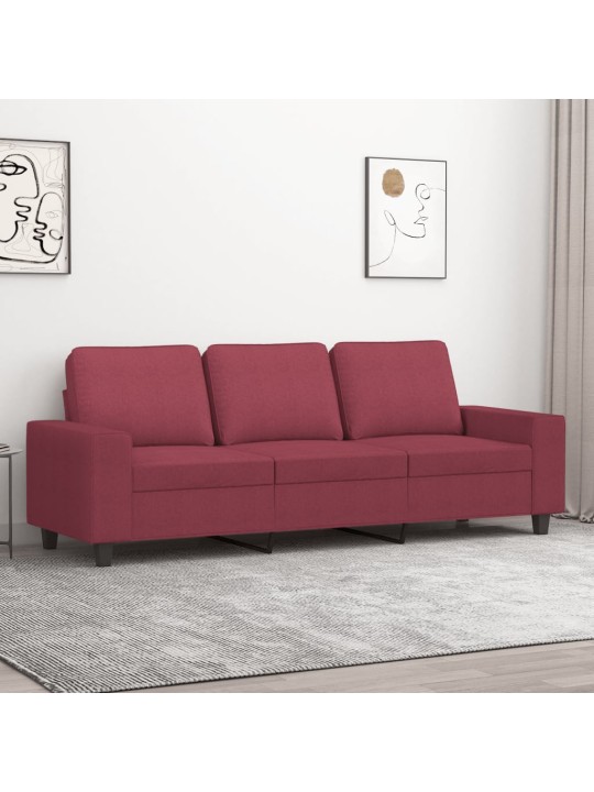 Trivietė sofa, raudonojo vyno spalvos, 180cm, audinys