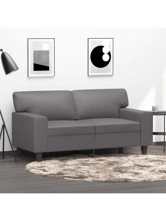 Dvivietė sofa, pilkos spalvos, 120cm, dirbtinė oda