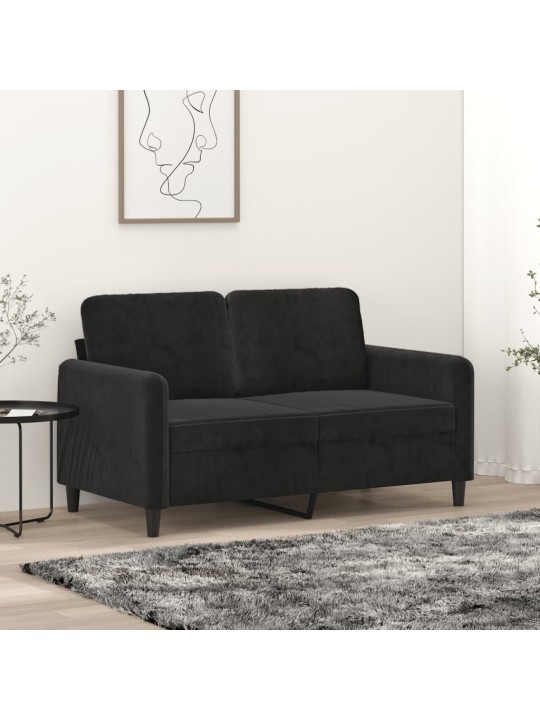 Dvivietė sofa, juodos spalvos, 120cm, aksomas
