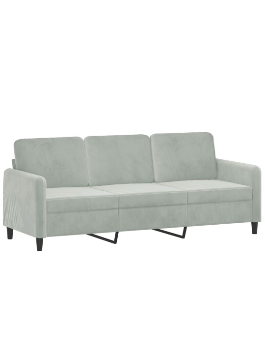 Trivietė sofa, šviesiai pilkos spalvos, 180cm, aksomas