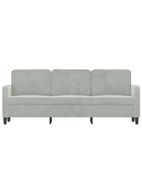 Trivietė sofa, šviesiai pilkos spalvos, 180cm, aksomas