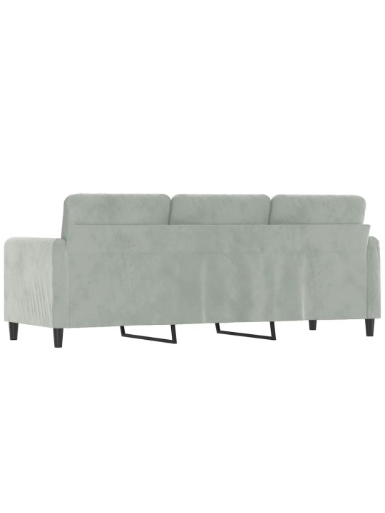 Trivietė sofa, šviesiai pilkos spalvos, 180cm, aksomas