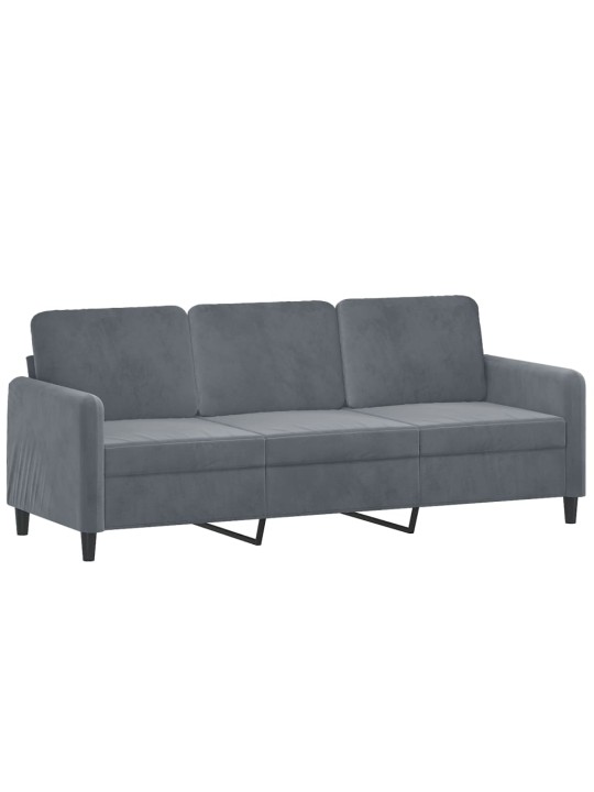 Trivietė sofa, tamsiai pilkos spalvos, 180cm, aksomas