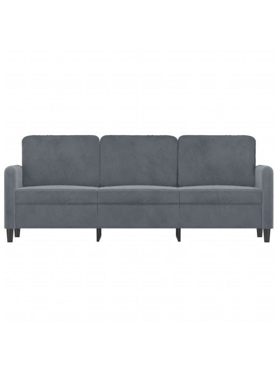 Trivietė sofa, tamsiai pilkos spalvos, 180cm, aksomas