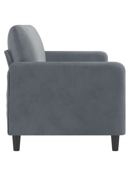 Trivietė sofa, tamsiai pilkos spalvos, 180cm, aksomas