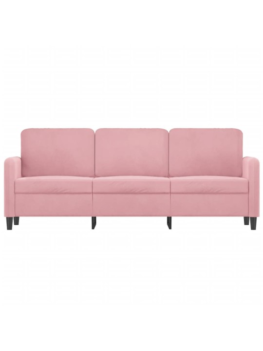 Trivietė sofa, rožinės spalvos, 180cm, aksomas