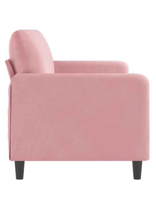 Trivietė sofa, rožinės spalvos, 180cm, aksomas