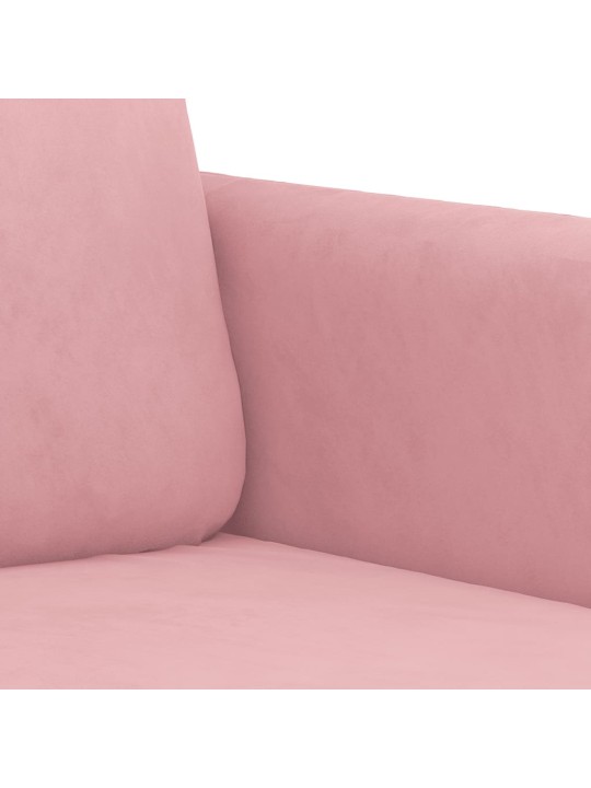 Trivietė sofa, rožinės spalvos, 180cm, aksomas