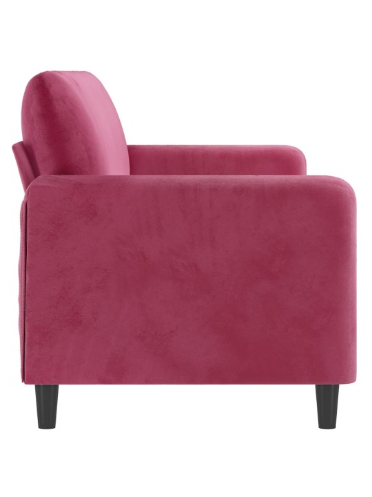 Trivietė sofa, raudonojo vyno spalvos, 180cm, aksomas