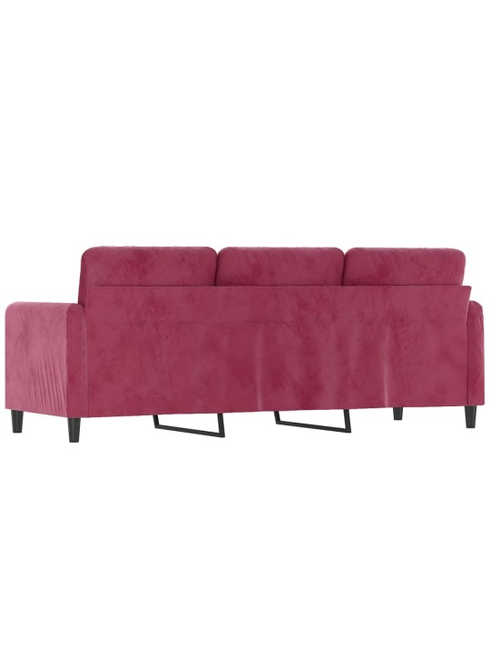 Trivietė sofa, raudonojo vyno spalvos, 180cm, aksomas
