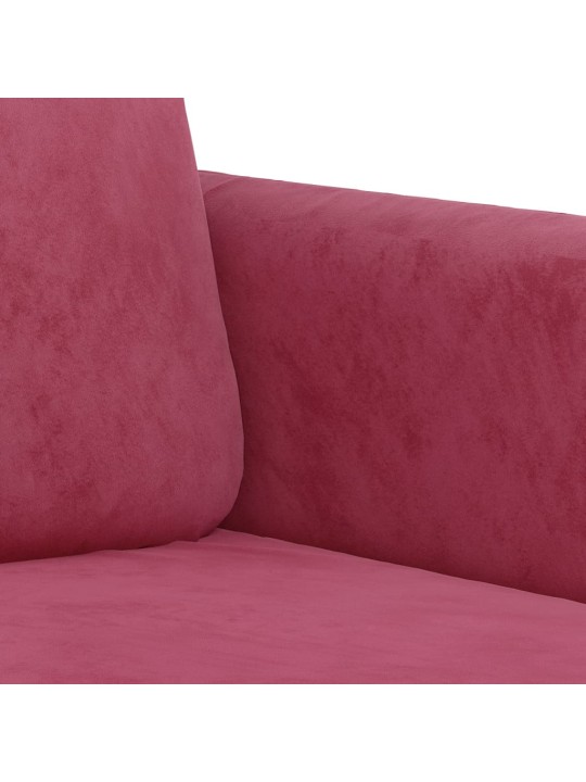 Trivietė sofa, raudonojo vyno spalvos, 180cm, aksomas