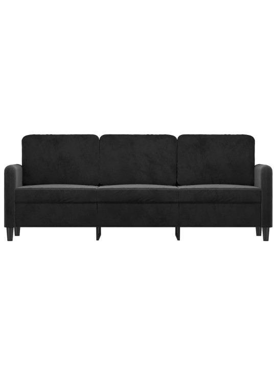 Trivietė sofa, juodos spalvos, 180cm, aksomas