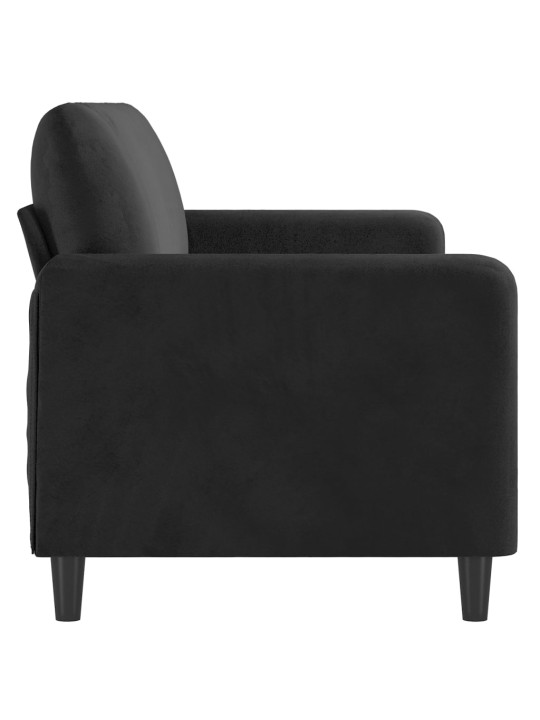Trivietė sofa, juodos spalvos, 180cm, aksomas