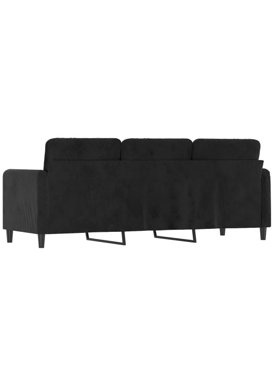Trivietė sofa, juodos spalvos, 180cm, aksomas
