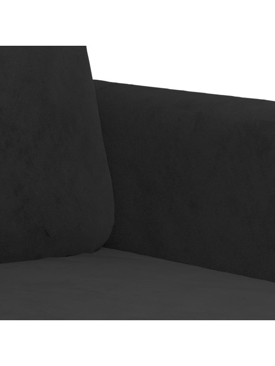 Trivietė sofa, juodos spalvos, 180cm, aksomas