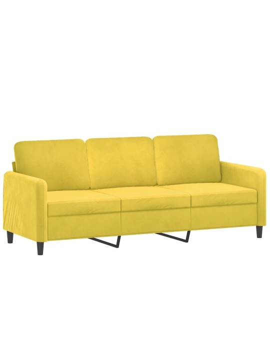 Trivietė sofa, geltonos spalvos, 180cm, aksomas