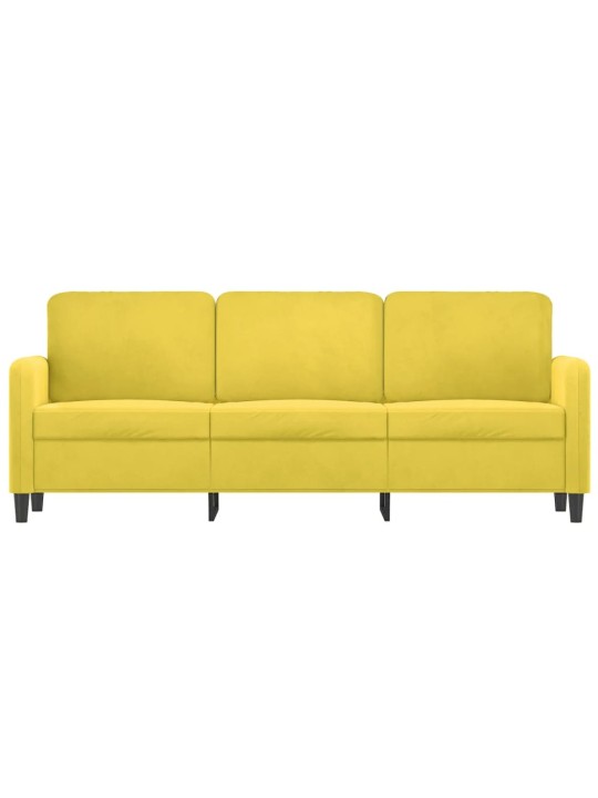 Trivietė sofa, geltonos spalvos, 180cm, aksomas