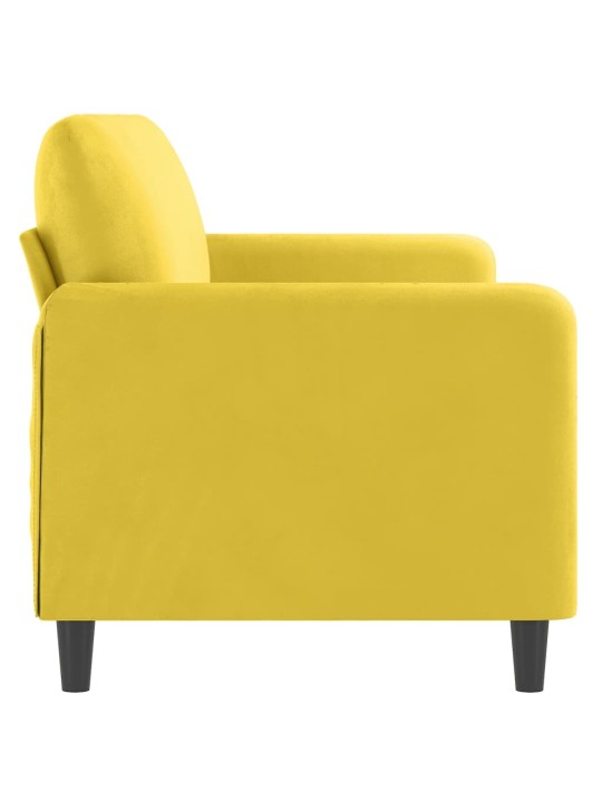 Trivietė sofa, geltonos spalvos, 180cm, aksomas