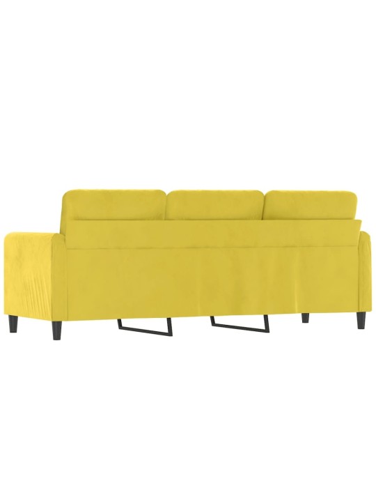 Trivietė sofa, geltonos spalvos, 180cm, aksomas