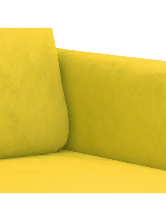 Trivietė sofa, geltonos spalvos, 180cm, aksomas