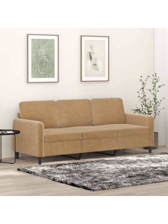 Trivietė sofa, rudos spalvos, 180cm, aksomas