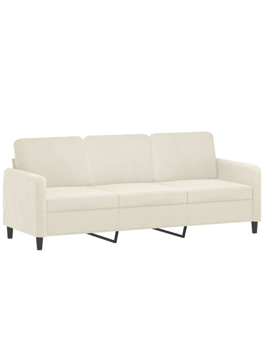 Trivietė sofa, kreminės spalvos, 180cm, aksomas