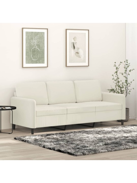 Trivietė sofa, kreminės spalvos, 180cm, aksomas