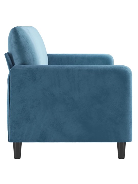 Trivietė sofa, mėlynos spalvos, 180cm, aksomas