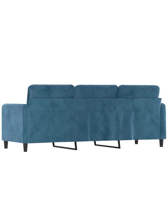 Trivietė sofa, mėlynos spalvos, 180cm, aksomas