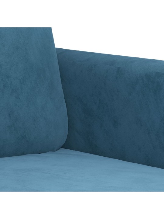 Trivietė sofa, mėlynos spalvos, 180cm, aksomas