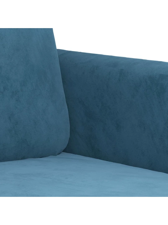 Trivietė sofa, mėlynos spalvos, 180cm, aksomas