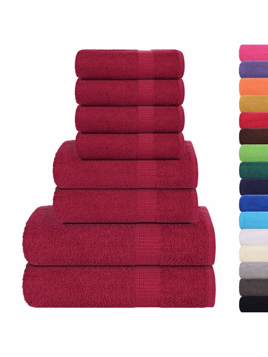 Rankšluosčių rinkinys, 8vnt., raudoni, 100% medvilnė, 360g/m²